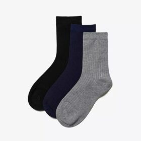 3-pack Crew-sokken, zwart met verschillende kleuren