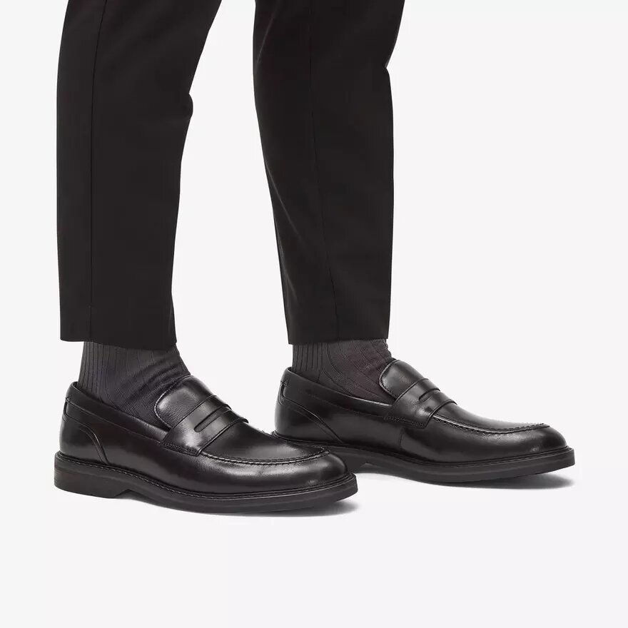 Aldwin Step herenloafers van zwart leer Aldwin Step herenloafers van zwart leer
