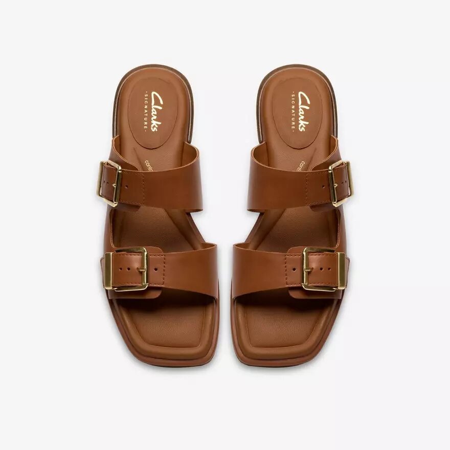 Ariany Bay platte sandalen van bruin leer voor dames Ariany Bay platte sandalen van bruin leer voor dames