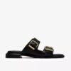 Ariany Bay platte sandalen van zwart leer voor dames