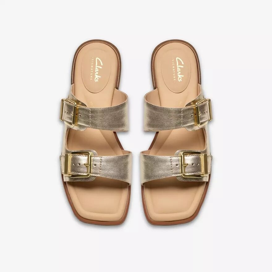 Ariany Bay platte sandalen voor dames in zacht goud Ariany Bay platte sandalen voor dames in zacht goud