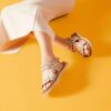 Arwell Glide metallic combinatie-platte sandalen voor dames