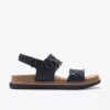 Arwell Glide zwarte combinatie-platte sandalen voor dames