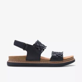 Arwell Glide zwarte combinatie-platte sandalen voor dames