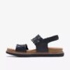Arwell Glide zwarte combinatie-platte sandalen voor dames