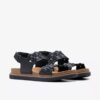 Arwell Glide zwarte combinatie-platte sandalen voor dames