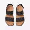 Arwell Glide zwarte combinatie-platte sandalen voor dames