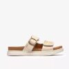 Arwell Step crèmekleurige leren platte sandalen voor dames Arwell Step crèmekleurige leren platte sandalen voor dames