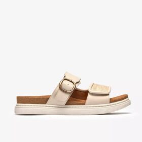Arwell Step crèmekleurige leren platte sandalen voor dames