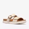 Arwell Step crèmekleurige leren platte sandalen voor dames Arwell Step crèmekleurige leren platte sandalen voor dames