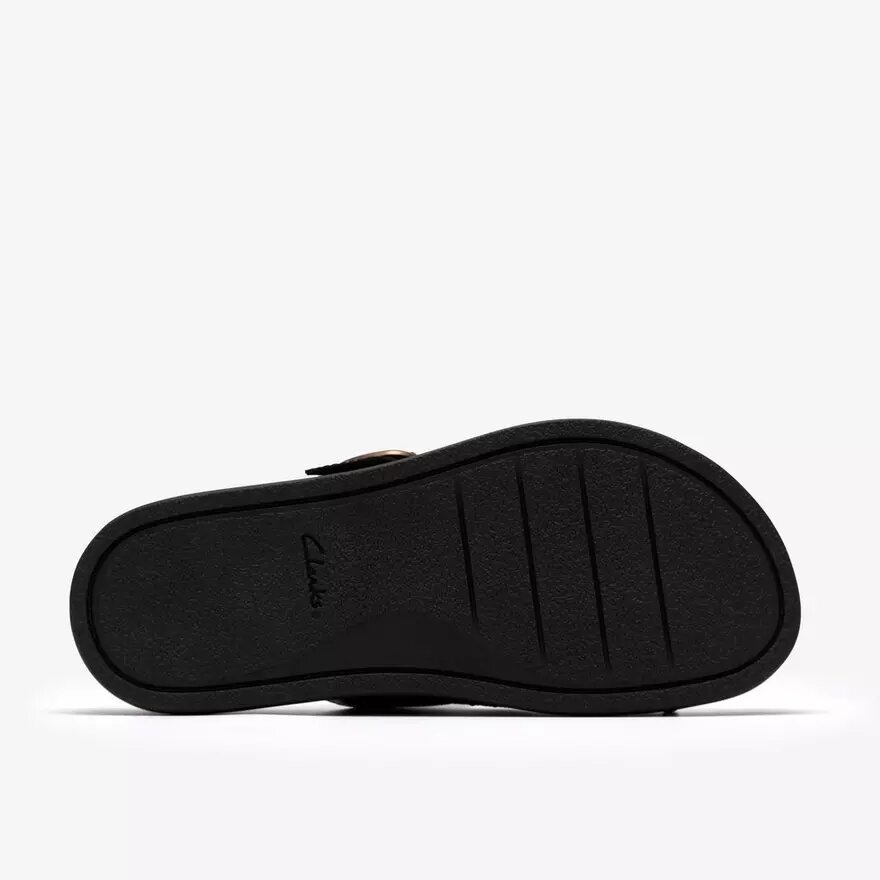 Arwell Step platte sandalen van zwart leer voor dames Arwell Step platte sandalen van zwart leer voor dames
