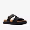 Arwell Step platte sandalen van zwart leer voor dames Arwell Step platte sandalen van zwart leer voor dames