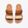 Arwell Step platte sandalen voor dames van tan-kleurig leer