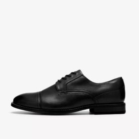 Bowburn Cap heren, zwarte leren Oxfords