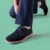 Brantin Plain marineblauwe gebreide derbyschoen voor heren Brantin Plain marineblauwe gebreide derbyschoen voor heren