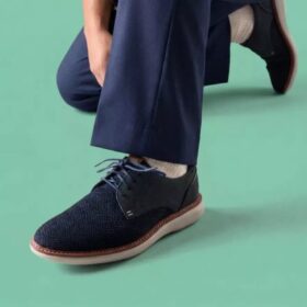 Brantin Plain marineblauwe gebreide derbyschoen voor heren