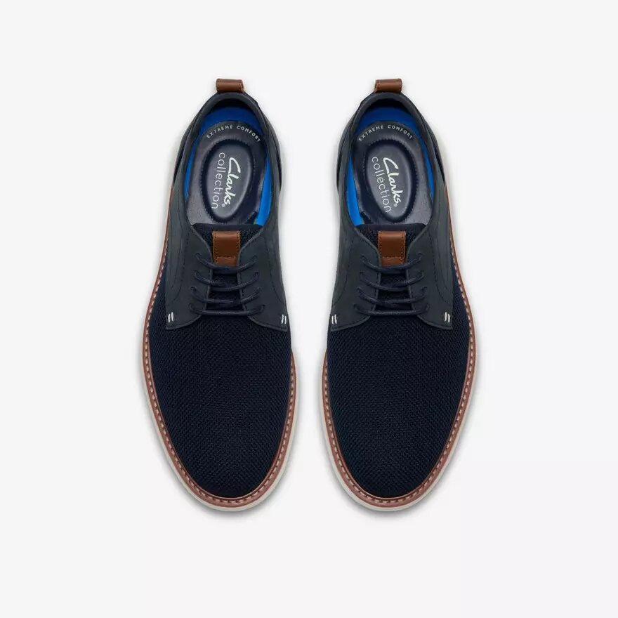 Brantin Plain marineblauwe gebreide derbyschoen voor heren Brantin Plain marineblauwe gebreide derbyschoen voor heren