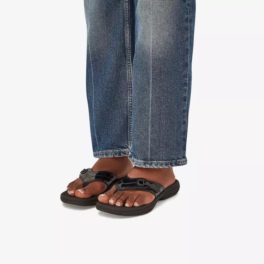 Breeze Reyna zwarte lakleren Cloudsteppers™-Flip-flops voor dames Breeze Reyna zwarte lakleren Cloudsteppers™-Flip-flops voor dames