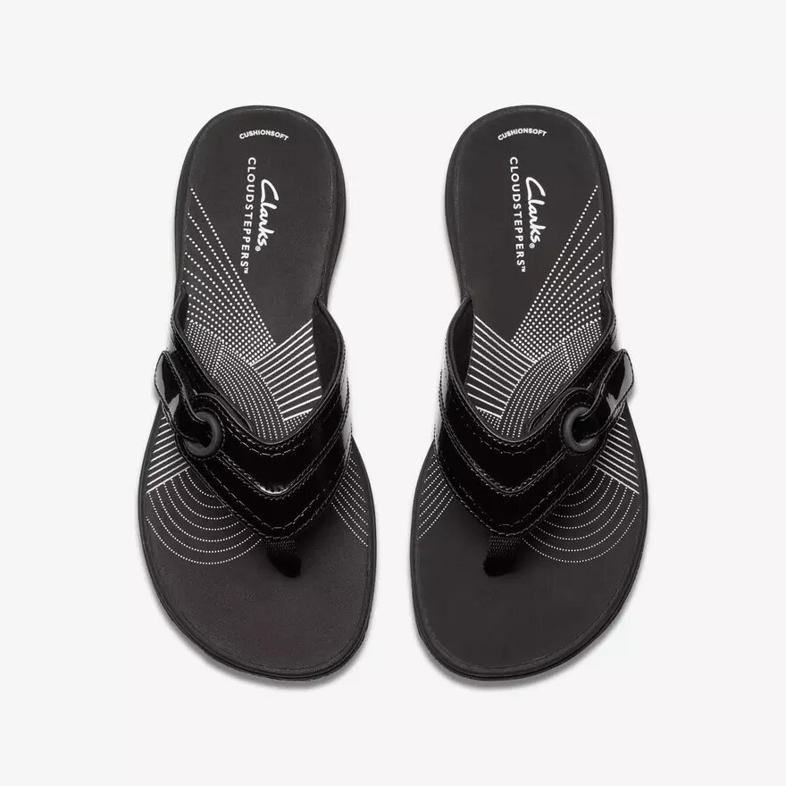 Breeze Reyna zwarte lakleren Cloudsteppers™-Flip-flops voor dames Breeze Reyna zwarte lakleren Cloudsteppers™-Flip-flops voor dames