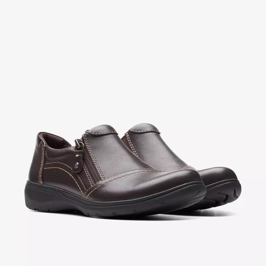 Carleigh Ray donkerbruine leren Slip-ons voor dames Carleigh Ray donkerbruine leren Slip-ons voor dames