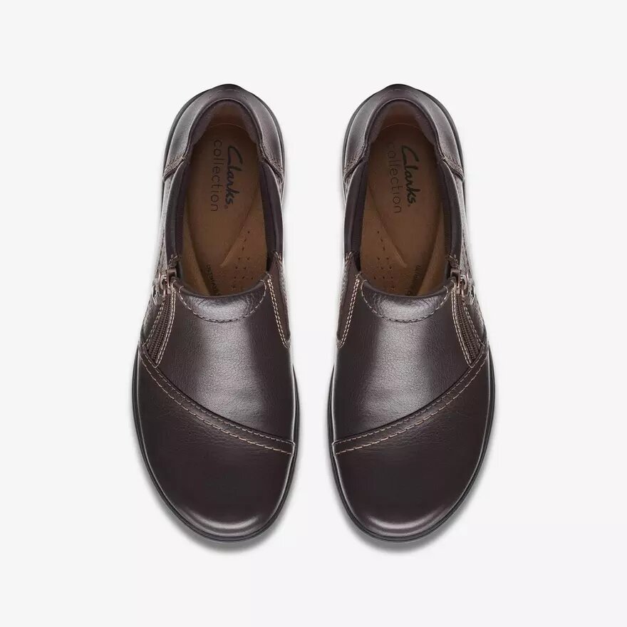 Carleigh Ray donkerbruine leren Slip-ons voor dames Carleigh Ray donkerbruine leren Slip-ons voor dames