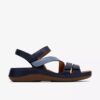 Cecily Mix blauwe platte sandalen voor dames
