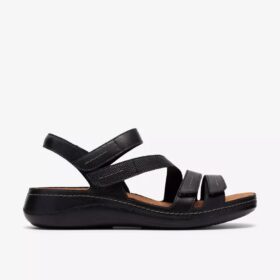 Cecily Mix zwarte platte sandalen voor dames