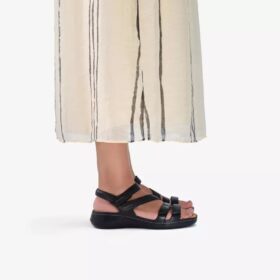Cecily Mix zwarte platte sandalen voor dames