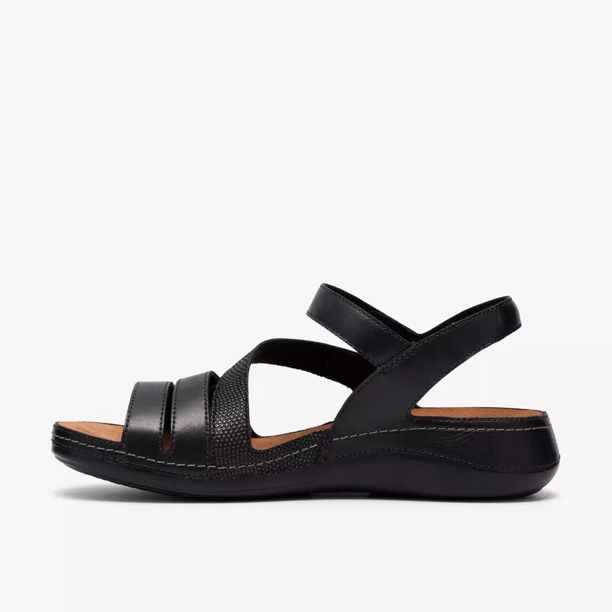 Cecily Mix zwarte platte sandalen voor dames Cecily Mix zwarte platte sandalen voor dames