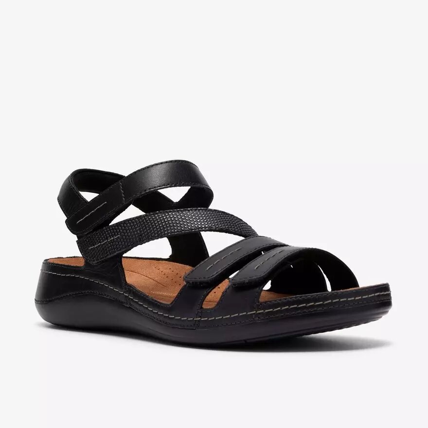 Cecily Mix zwarte platte sandalen voor dames Cecily Mix zwarte platte sandalen voor dames