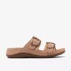 Cecily Step beige platte sandalen van nubuck voor dames Cecily Step beige platte sandalen van nubuck voor dames