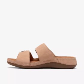 Cecily Step beige platte sandalen van nubuck voor dames