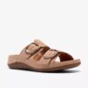 Cecily Step beige platte sandalen van nubuck voor dames Cecily Step beige platte sandalen van nubuck voor dames