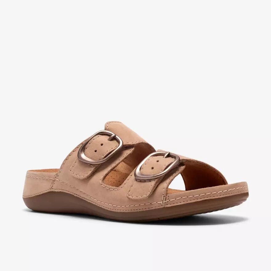 Cecily Step beige platte sandalen van nubuck voor dames Cecily Step beige platte sandalen van nubuck voor dames