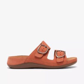 Cecily Step platte sandalen voor dames in gebrand oranje