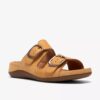 Cecily Step platte sandalen voor dames in licht okerkleurig nubuck