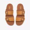 Cecily Step platte sandalen voor dames in licht okerkleurig nubuck