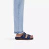 Cecily Step platte sandalen voor dames in marineblauw nubuck
