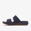 Cecily Step platte sandalen voor dames in marineblauw nubuck