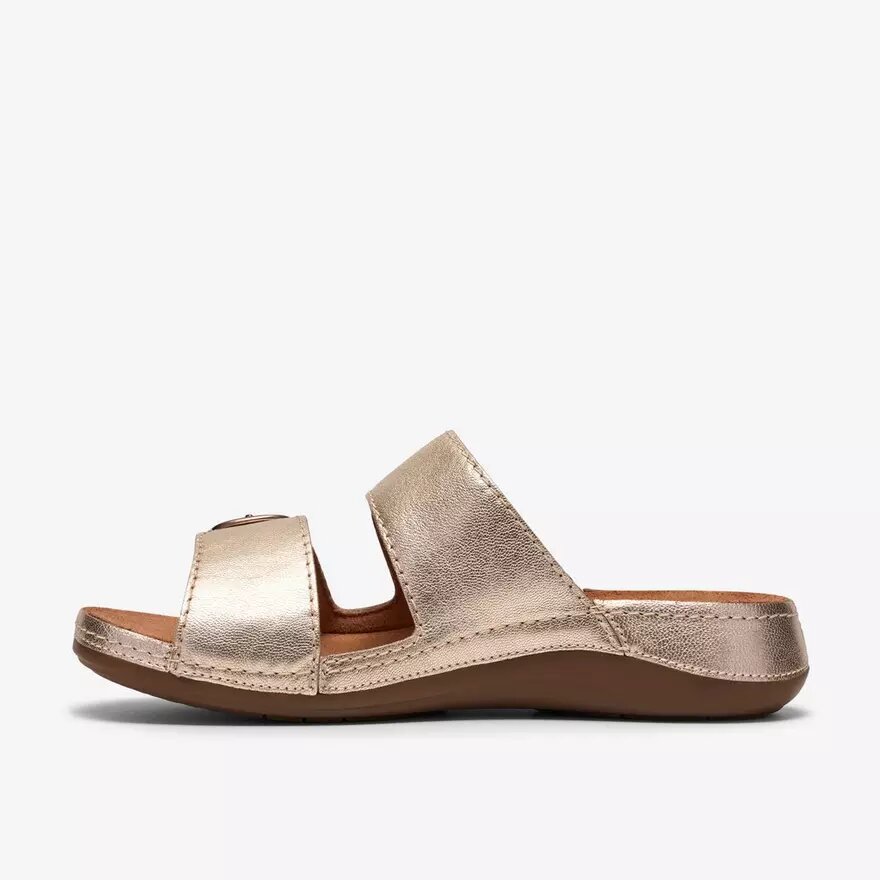 Cecily Step platte sandalen voor dames van champagnekleurig leer Cecily Step platte sandalen voor dames van champagnekleurig leer