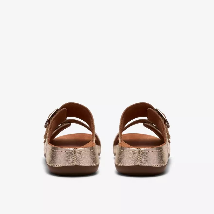 Cecily Step platte sandalen voor dames van champagnekleurig leer Cecily Step platte sandalen voor dames van champagnekleurig leer