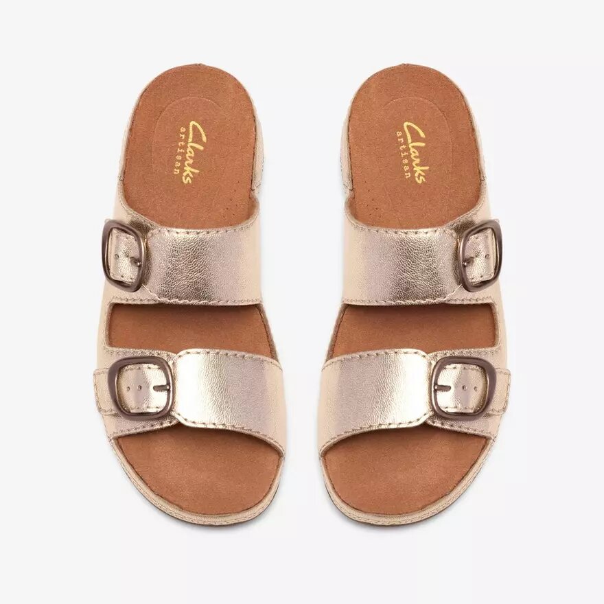 Cecily Step platte sandalen voor dames van champagnekleurig leer Cecily Step platte sandalen voor dames van champagnekleurig leer