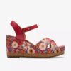 Chicly Floral rode Wedges voor dames