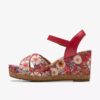 Chicly Floral rode Wedges voor dames