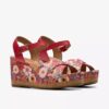 Chicly Floral rode Wedges voor dames