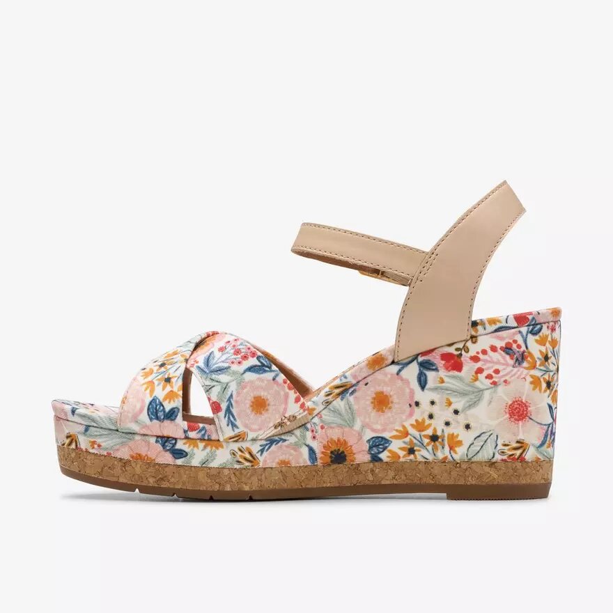 Chicly Floral witte Wedges voor dames Chicly Floral witte Wedges voor dames