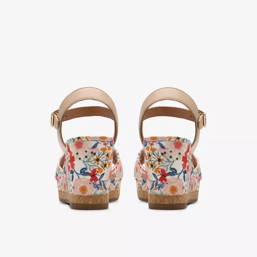 Chicly Floral witte Wedges voor dames Chicly Floral witte Wedges voor dames