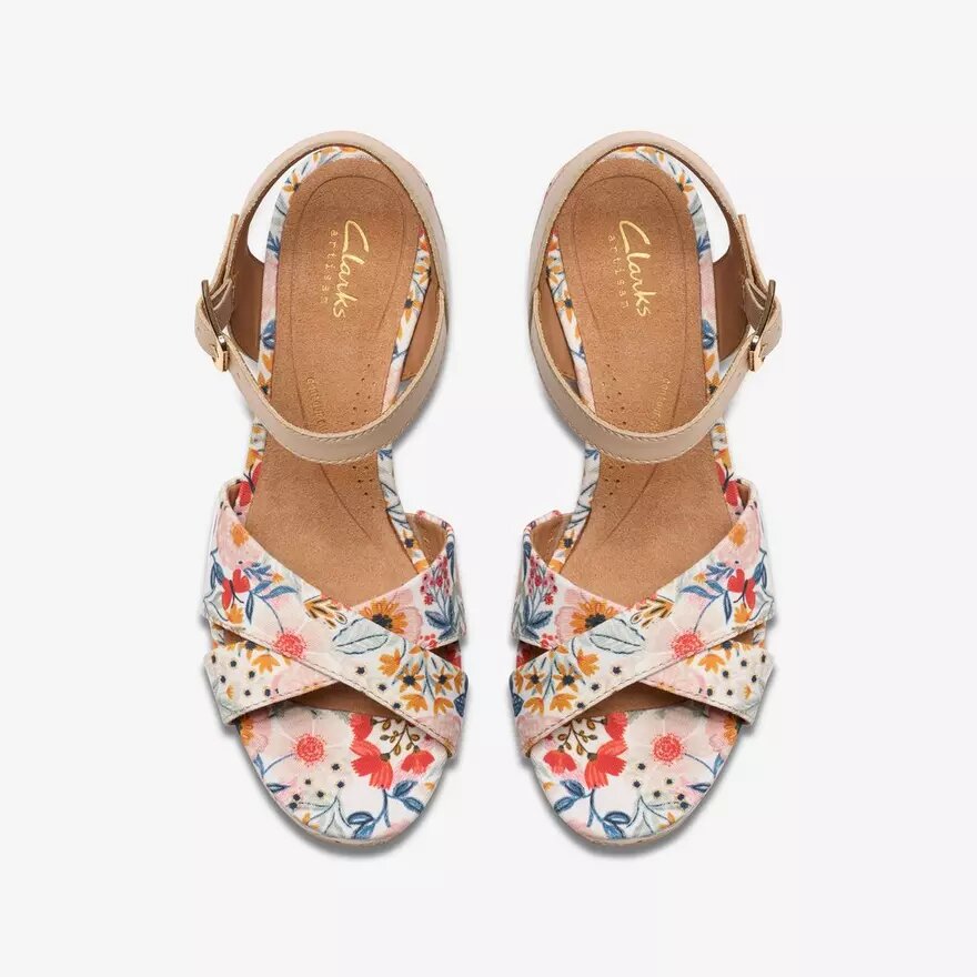 Chicly Floral witte Wedges voor dames Chicly Floral witte Wedges voor dames