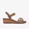 Dames Kacha Twist Taupe combinatielederen Wedges van ons
