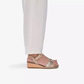 Dames Kacha Twist Taupe combinatielederen Wedges van ons